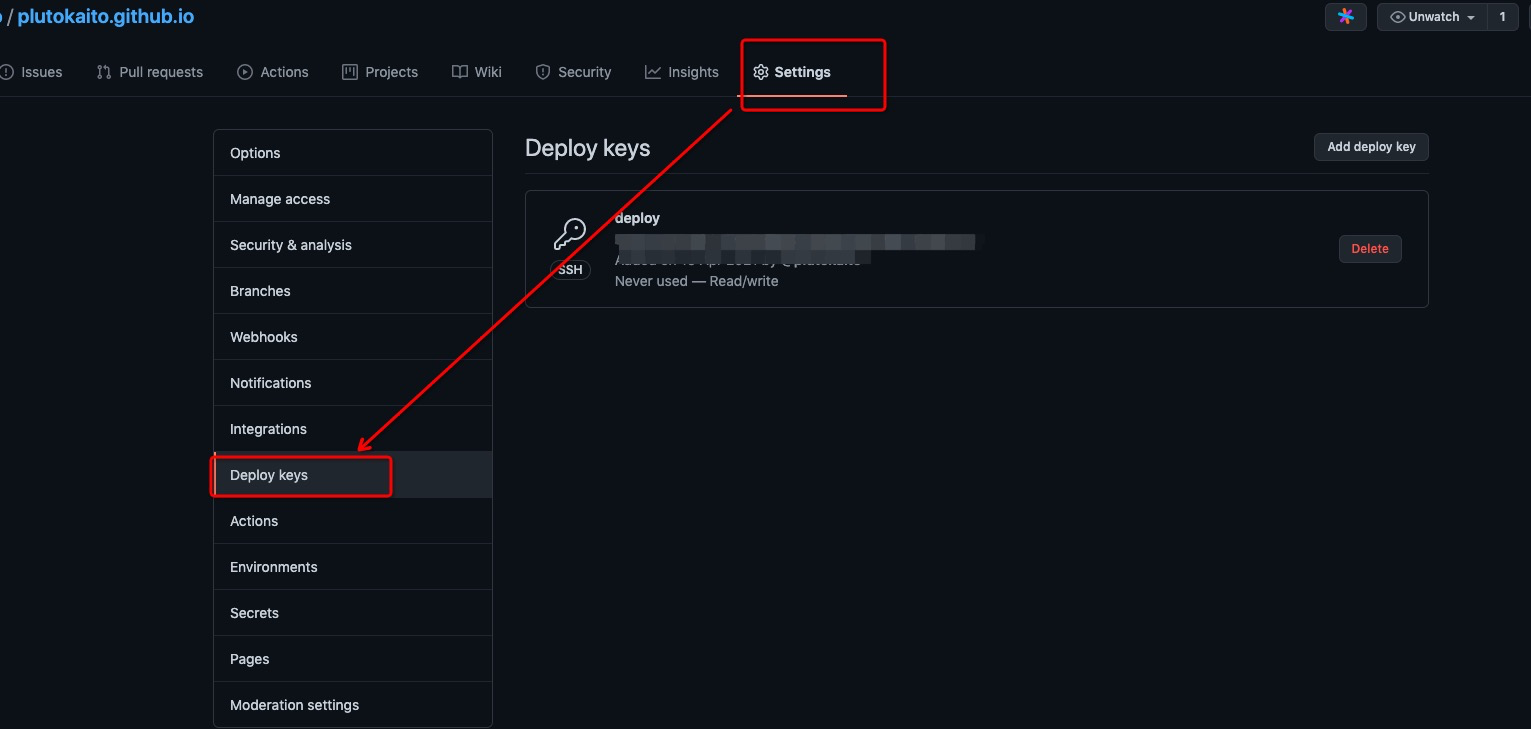 新增 deploy key